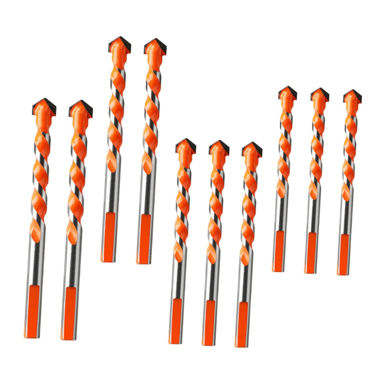 10pcs Carbide Tip Tile Drill Bit Set Hard Alloy Triangle Head for Glass and Concrete High Cutting Abrasion Resistant for Hole Opening