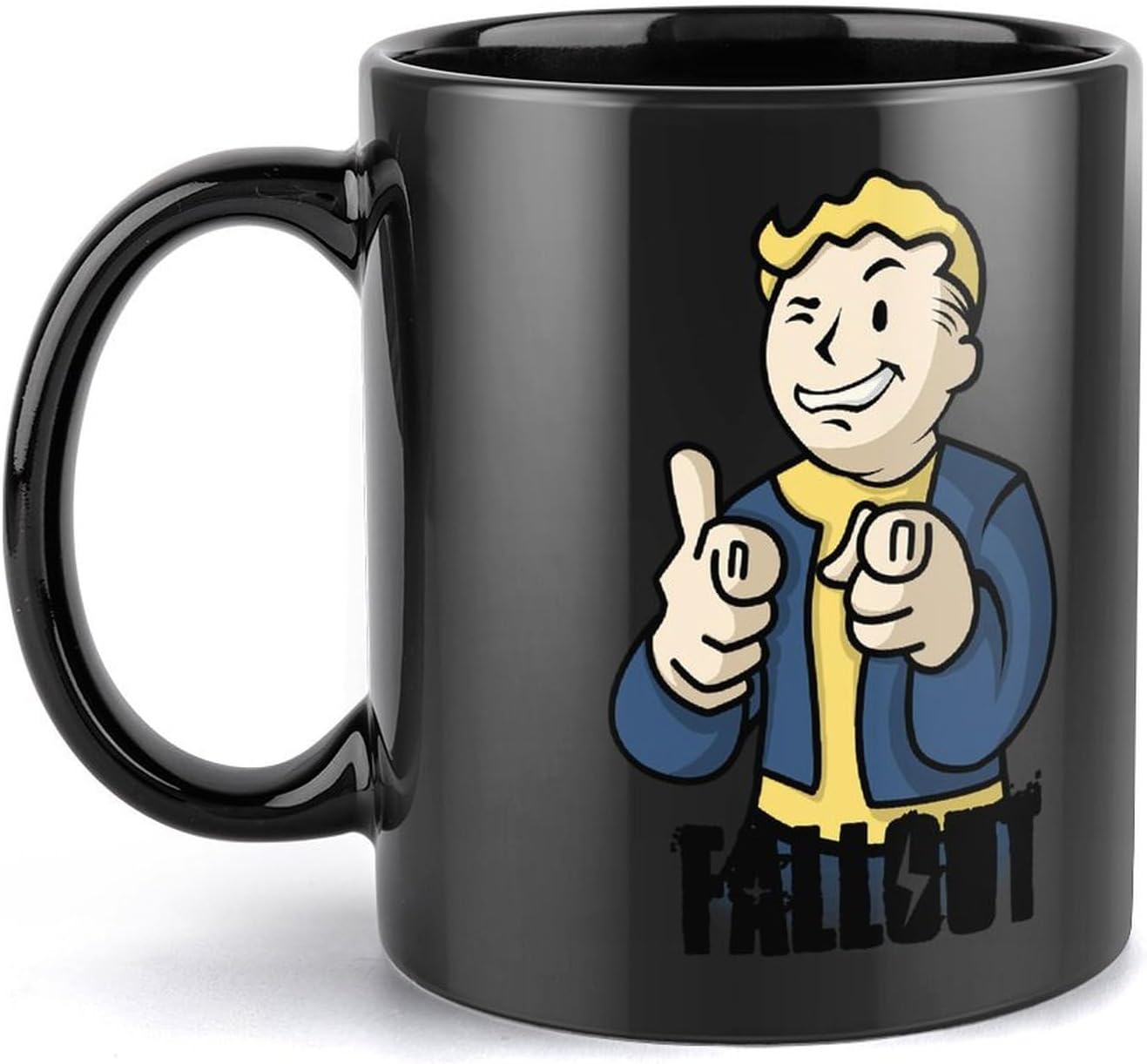 黒い マグカップ 磁器カップ フォールアウト 両面印刷 コーヒーカップ ティーカップ コップ スープカップ 水筒 お茶カップ 飲用カ