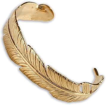 Amazon | 「silverKYASYA」ステンレス素材 フェザーバングル ゴールド