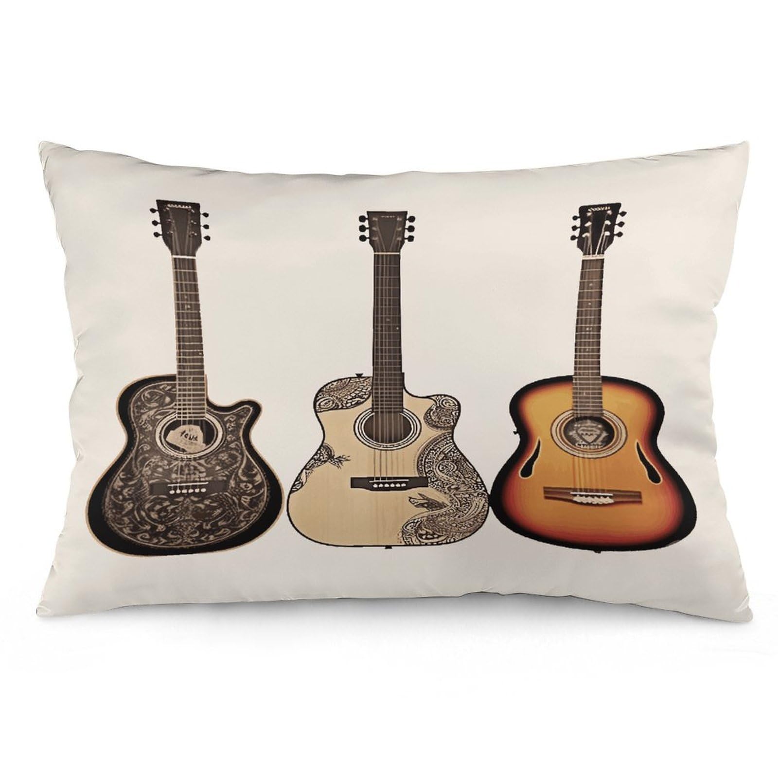 Guitar Throw Pillow Cover Soft Lumbar Pillow Covers with Zipper Breathable Rectangular Cushion Case Polyester Pillow Case Decorative Body Pillow Cover for Couch Bed