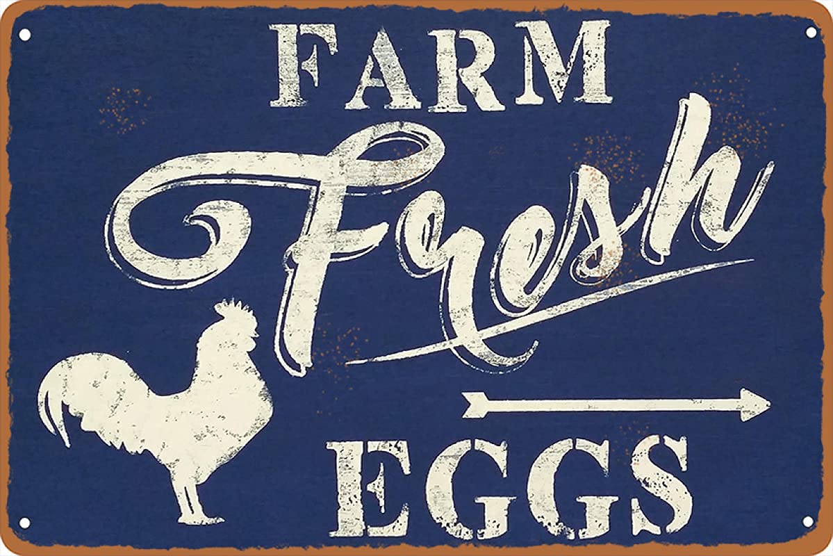 Lawenp Farm Fresh Eggs Vintage Wall Decor Bar Decor Aluminum Sign for Home Kitchen Bar Funny Sarcastic Metal 8 x 12 Inches Tin Sign