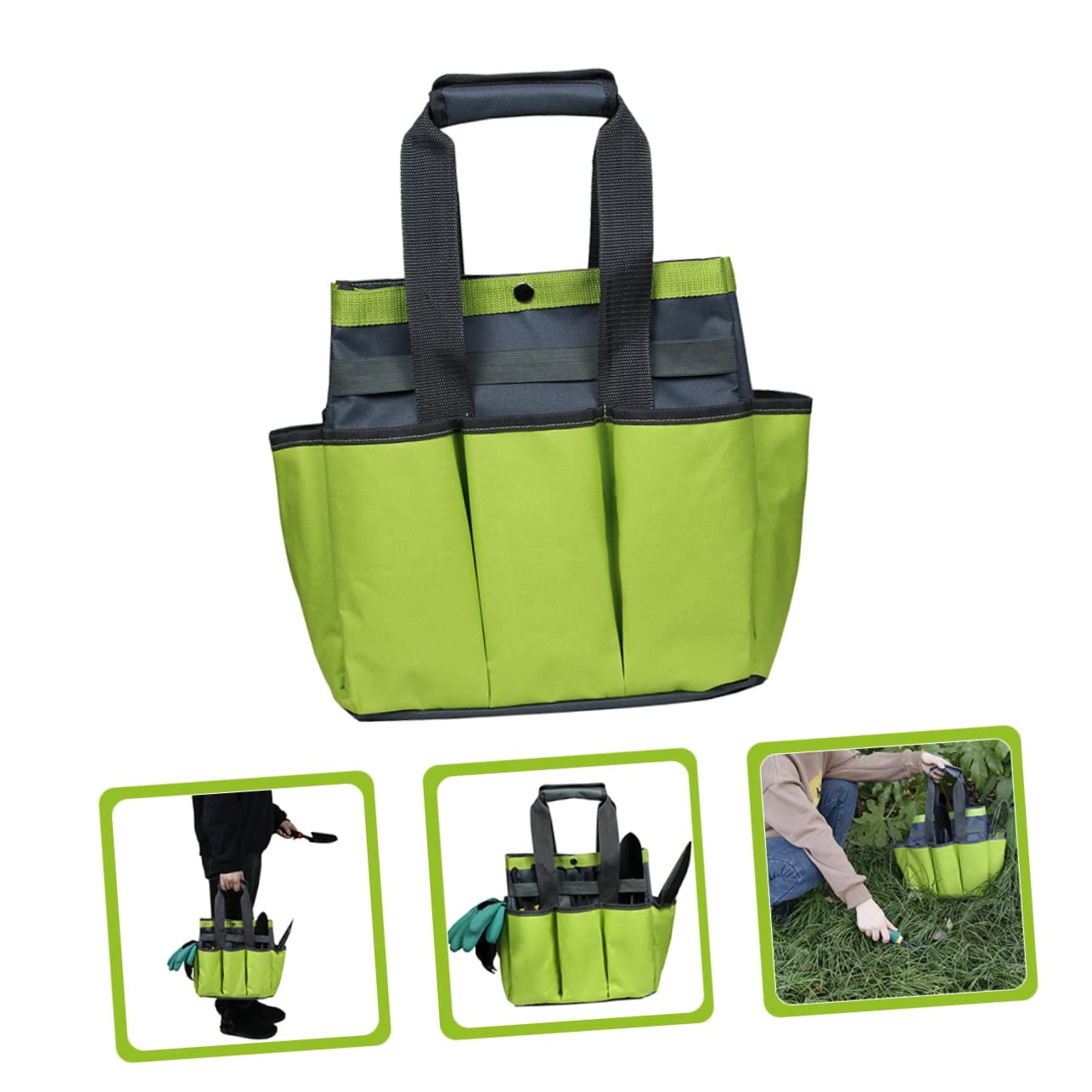 Didiseaon Bolsa de Herramientas de de Oxford Resistente Organizador Multi Pocket para Jardinería Tote Práctica y Ligera Verde Manzana