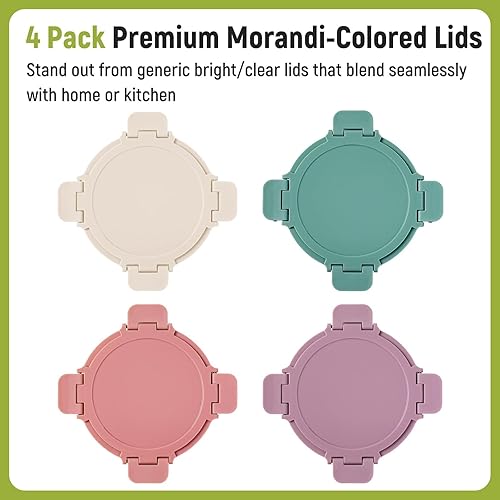 Miniatura 3 de Tapa mejorada 4 juegos de 3 tazas de recipientes de vidrio para preparación de comidas con tapas, tarros de almacenamiento de alimentos para sobras