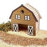 Happy Farms Series Hamster Toys, Hamster Landscaping Habitats Decor, Wooden Hamsters Hideouts, Hamster House for Syrian Gerbils Mice Mini Animals, Hamster Accessories (Farmhouse Brown)