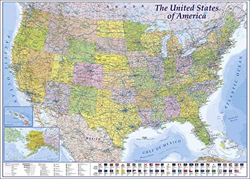 Close Up XXL USA Map Premium Poster Giant America Map with all States 55" x 39" MAPS IN MINUTESÙ (55"x39")