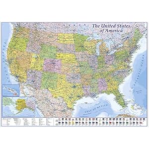 Close Up XXL USA landkaart premium poster – enorme Amerika kaart met alle staten – 140 x 100 cm – MAPS IN minuten