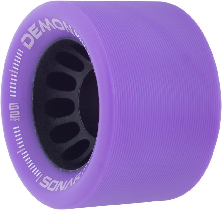 Riedell Demon EDM Roller Skate Wheels - 4 Pack of 43mm x 62mm Wheels | Purple 95A