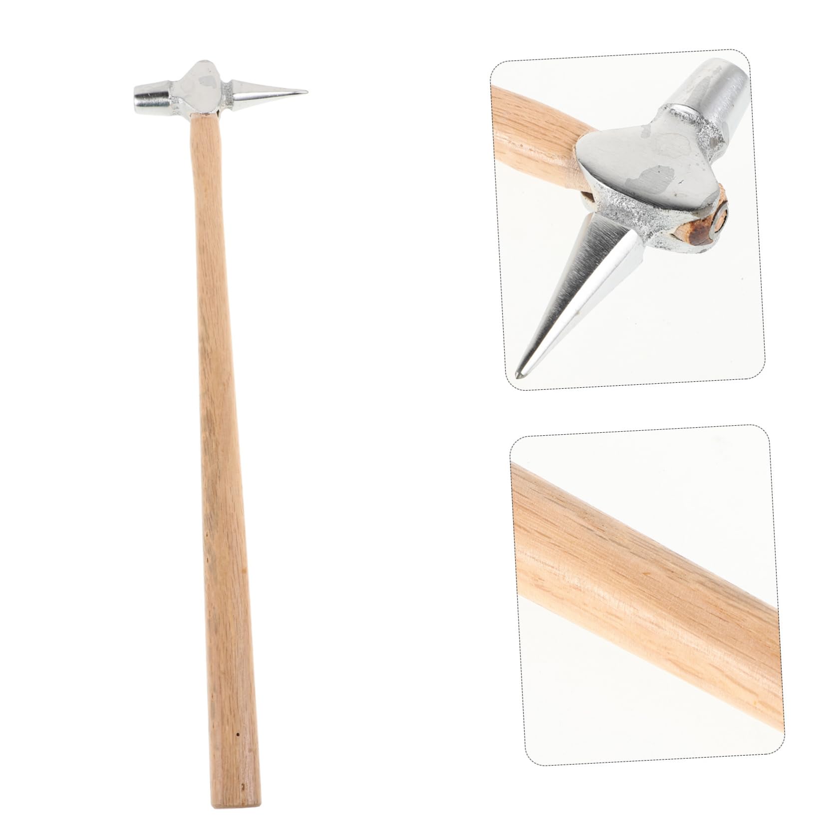 Zerodeko Martello per Ispezione Ferroviaria e Navale Piccolo, Portatile e Leggero, Punta Affilata e Manico Ergonomico in Legno e Acciaio, Utensile Multifunzionale per Saldatura