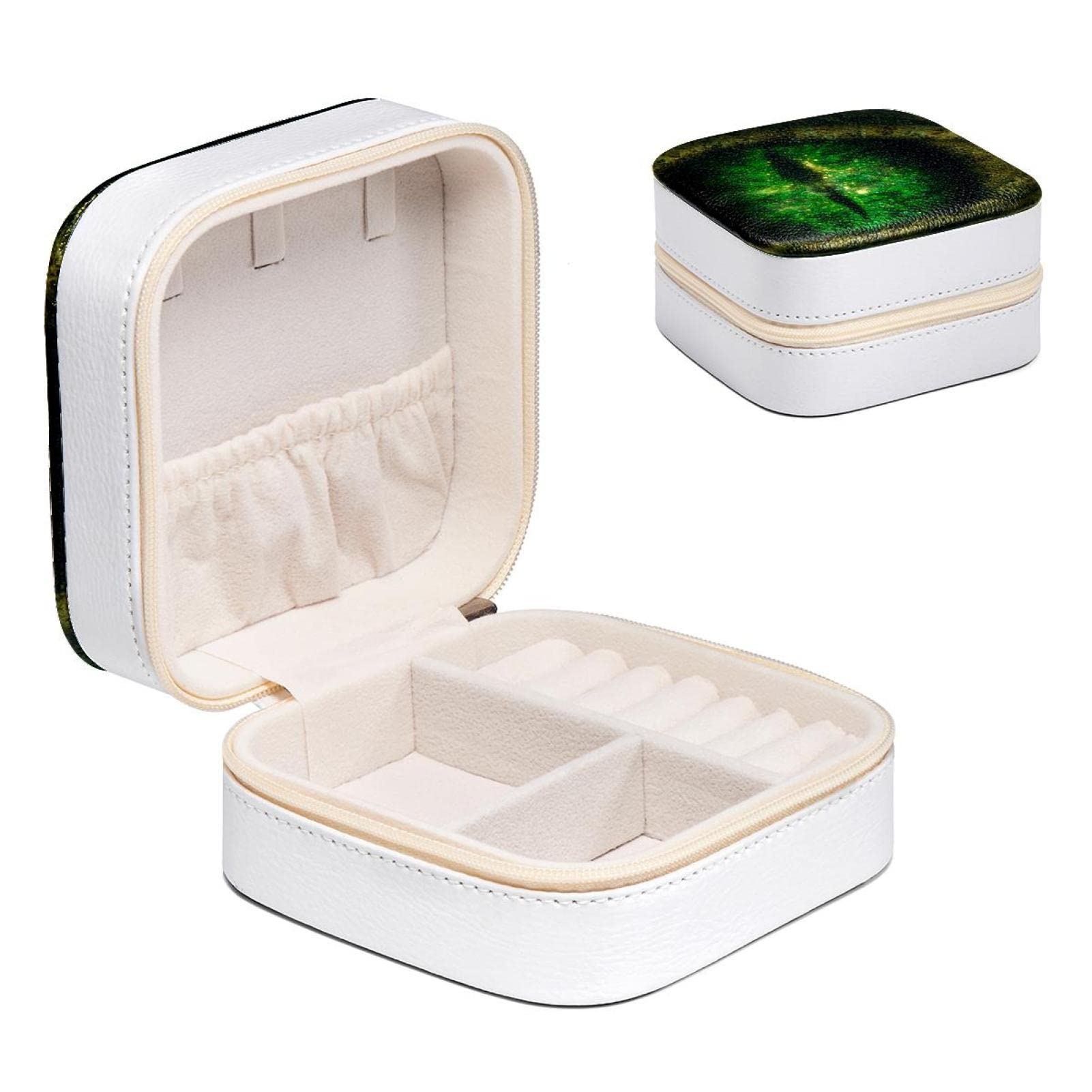 Boîte à bijoux œil de dragon compacte pour voyage et rangement de table de chevet