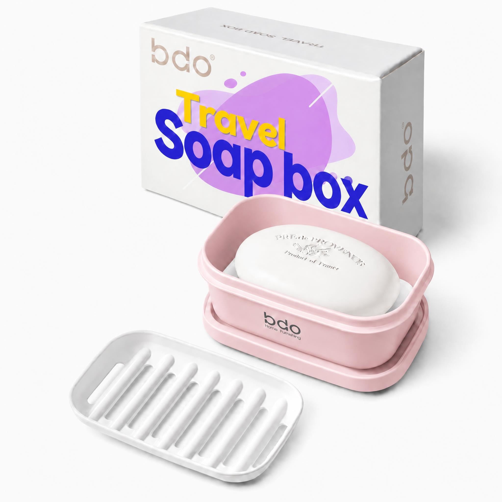 PEISAINOX Jabonera de viaje, soporte de jabón de la serie BDO para baño, ducha, gimnasio, escuela, camping, vacaciones, al aire libre (rosa)