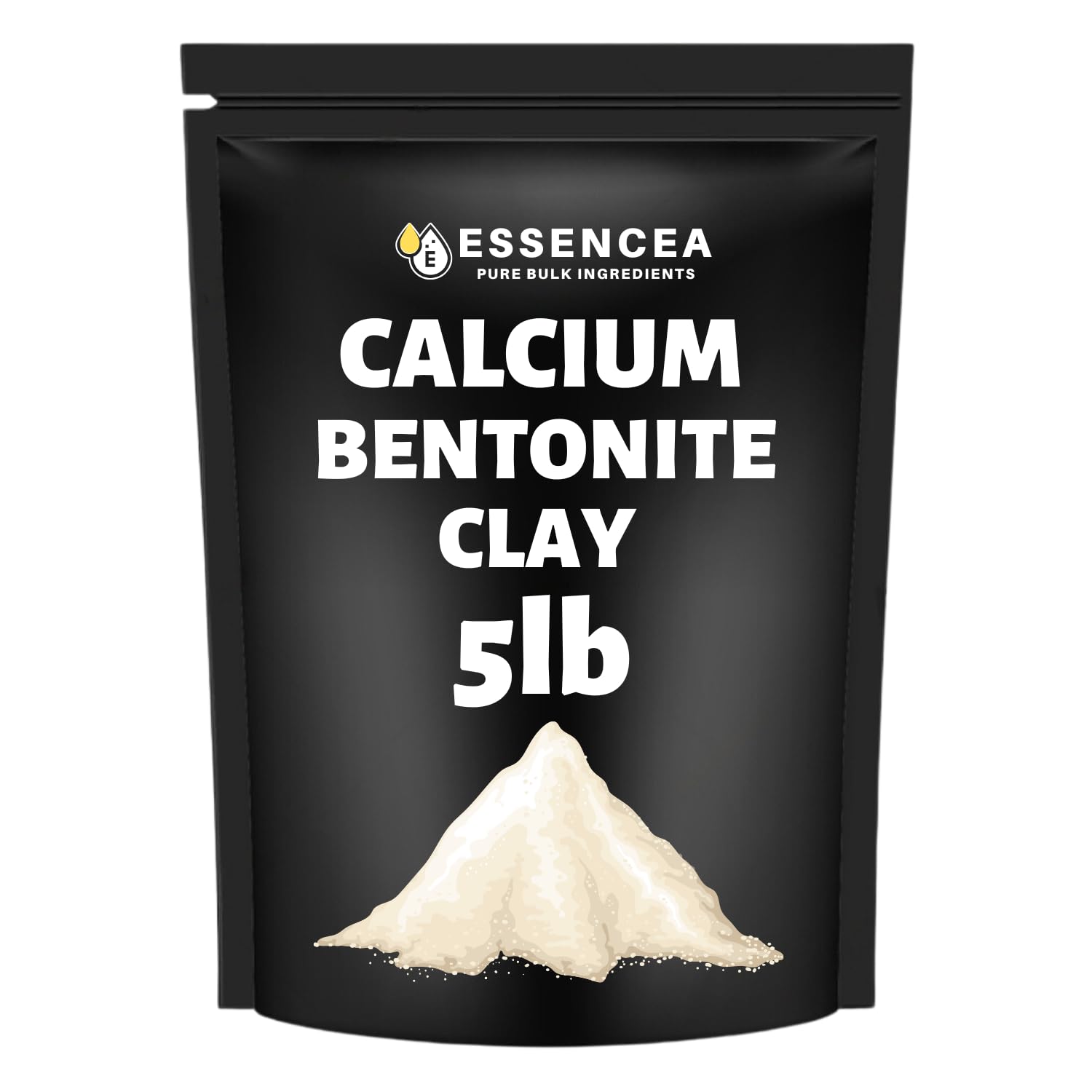 Calcium Bentonite Clay Powder 5lb by Essencea Pure Bulk Ingredients | Deep Pore Detox Face & Hair Mask | 100% Natural & Unrefined Indian Healing Clay | DIY Deodorants (80 Ounces) [Packaging May Vary]