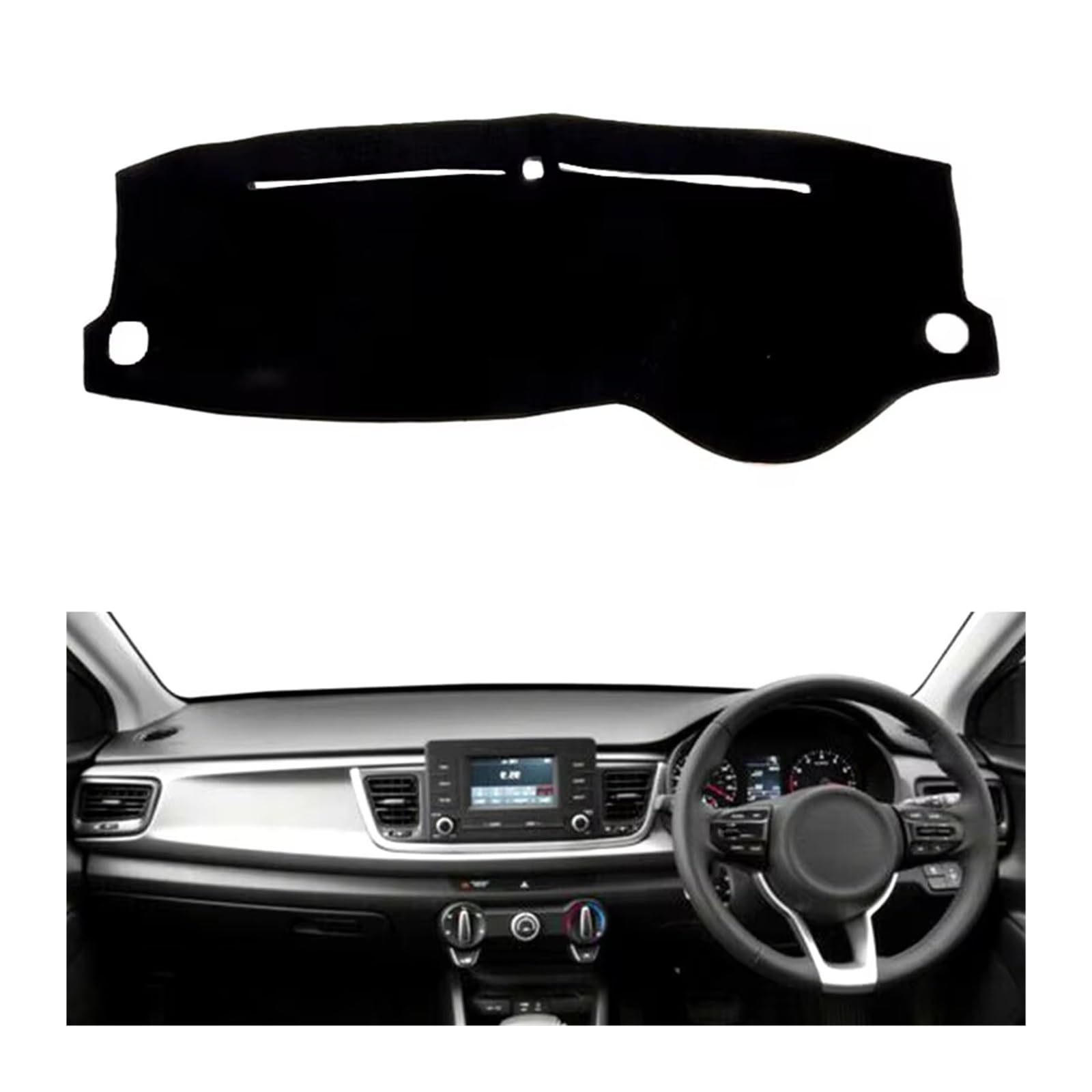 Dashboard Matte Für Kia Für Rio YB 2017-2024 Zubehör Dashboard Abdeckung Matte Anti-Glare Instrument Sonnenschirm Teppich Center Konsole Armaturenbrett Matte(Black(Black Edge) RHD)