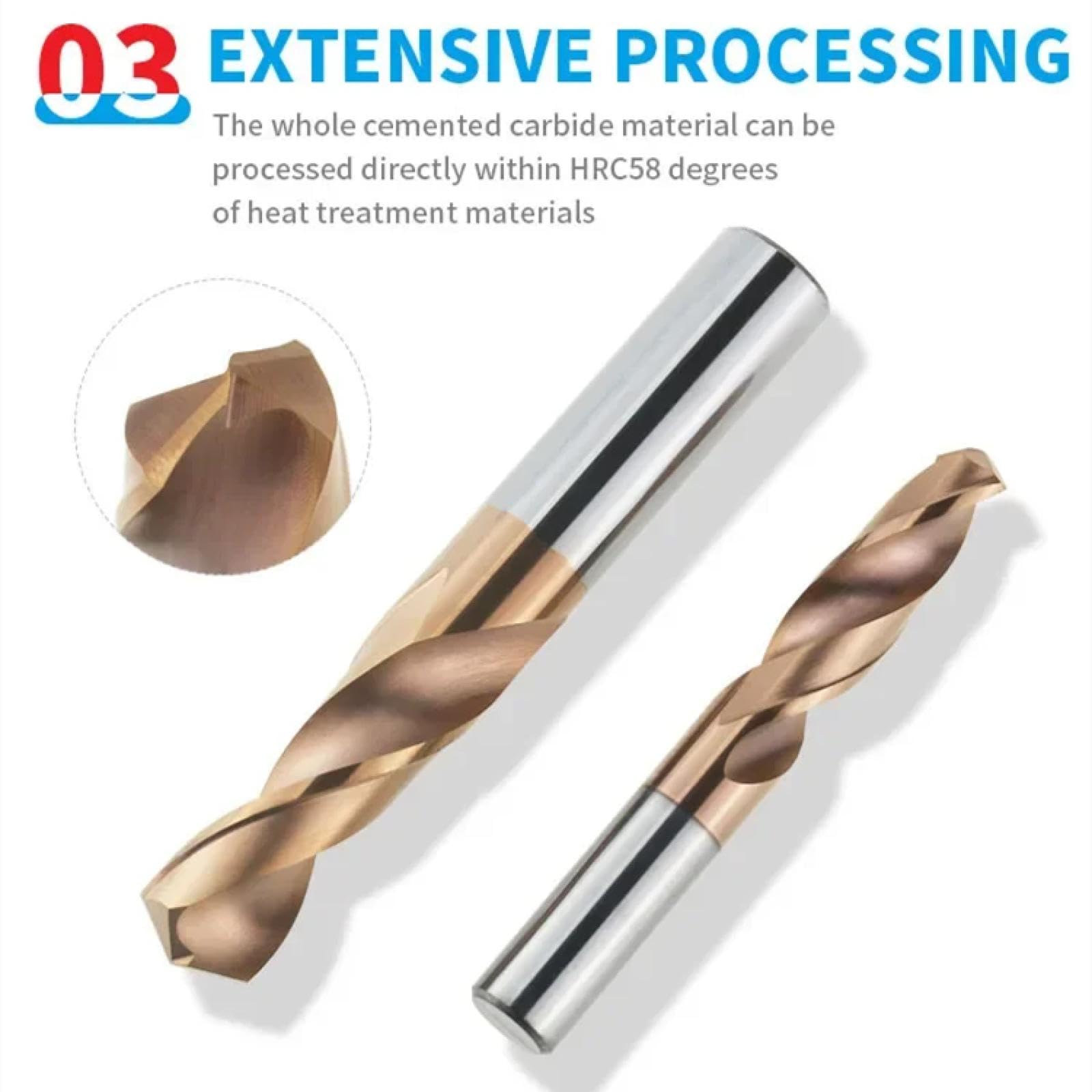 Punte da trapano in carburo di tungsteno Hrc55° Punte per metallo per tornio CNC Foratura in acciaio inossidabile Utensile per lavorazione di metalli duri 0,5-20,0 mm (9,2 mm)