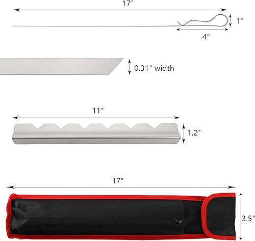 Miniatura 2 de Dicunoy 9 pinchos de acero inoxidable para barbacoa, 17 pulgadas para asar a la parrilla, palitos de metal reutilizables para barbacoa con soporte