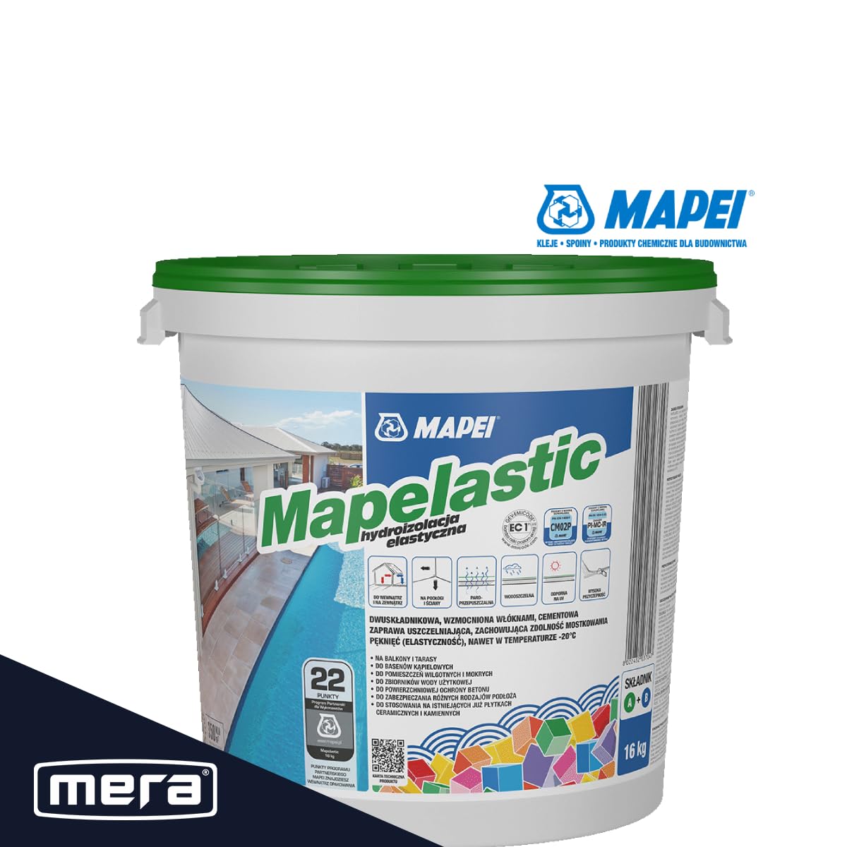 MAPEI MAPELASTIC (A+B) 16kg Zweikomponentige, zementäre Dichtungsschlämme mit hoher Rissüberbrückung auch bei niedrigen Temperaturen