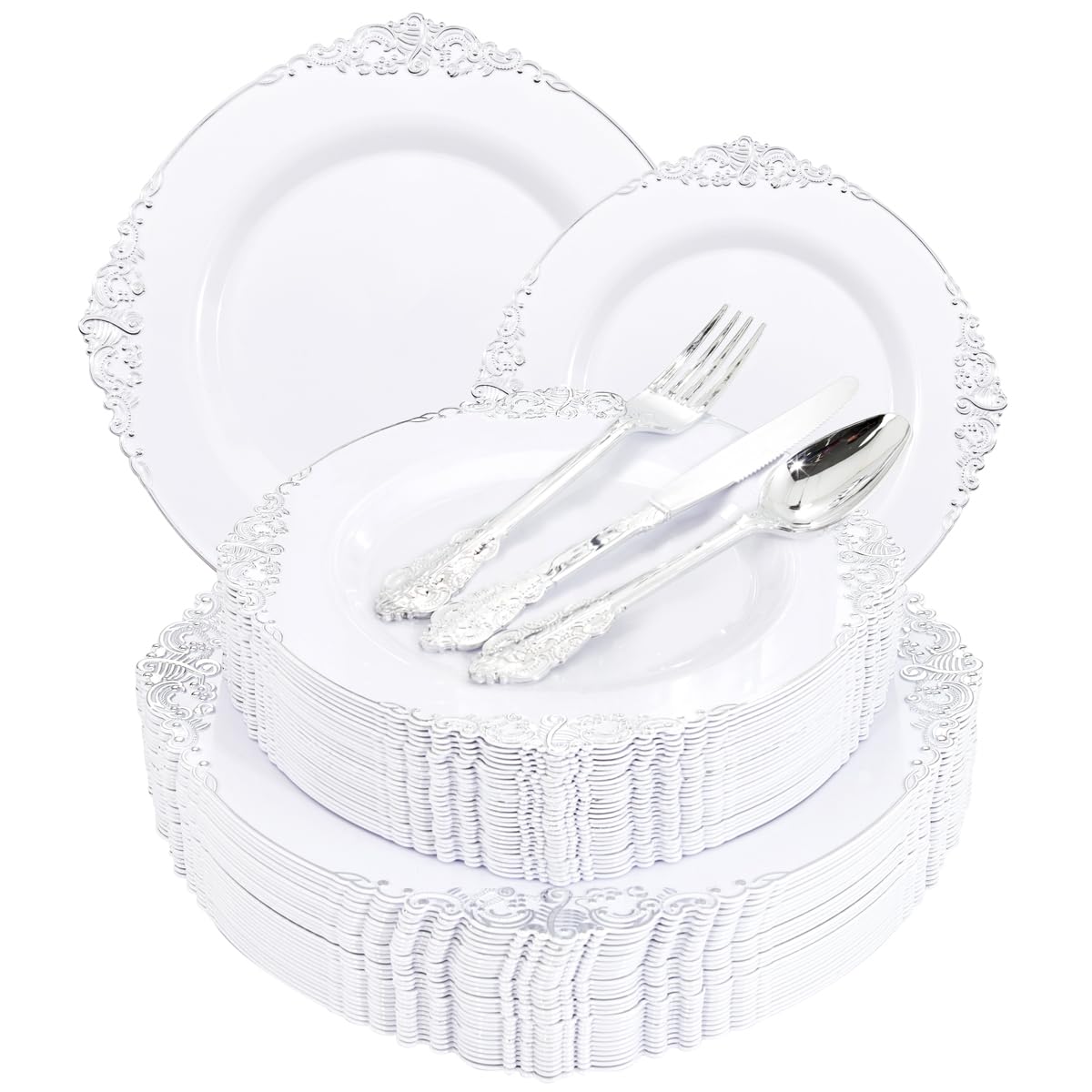 Green Plastic Plates & Cutlery Set - Party Supplies -24