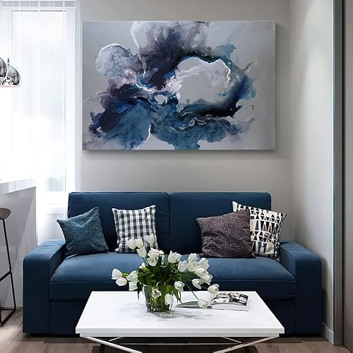 Miniatura 209 de Lienzo artístico para pared, pinturas de arte abstracto, fantasía azul, grafiti colorido sobre fondo blanco; decoración artística moderna para sala