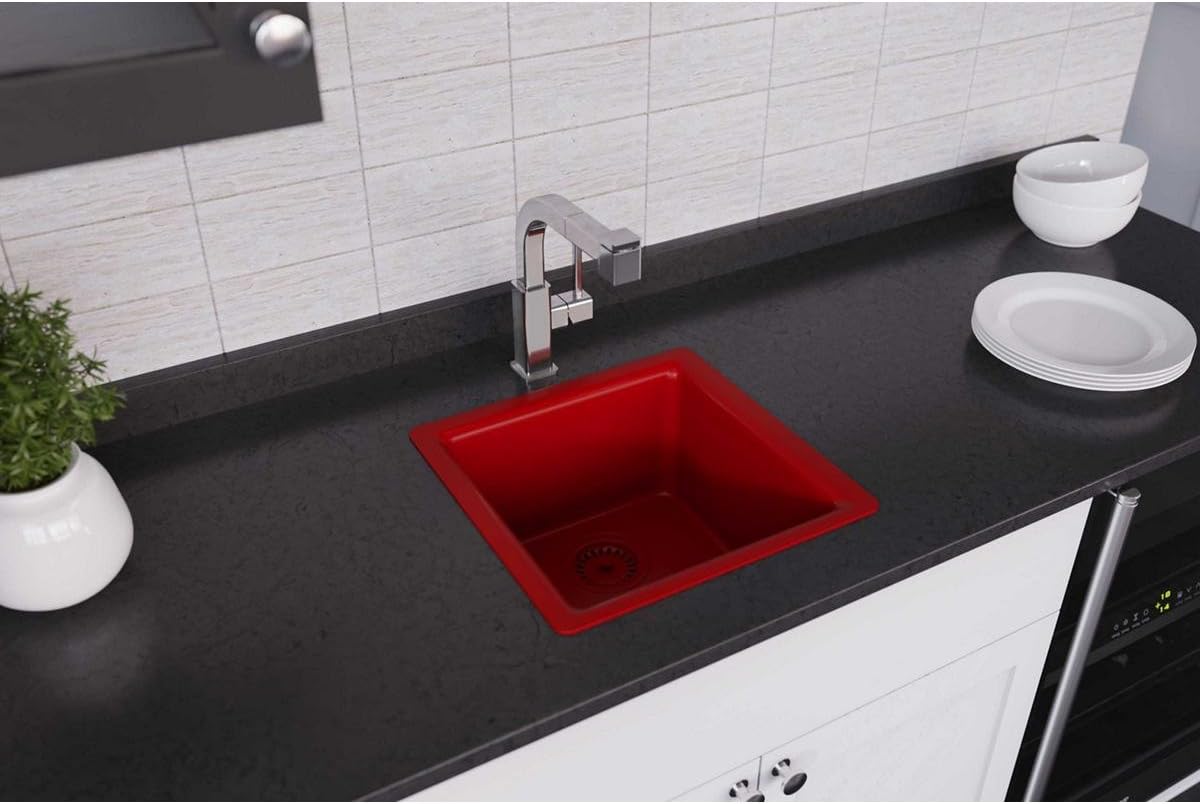 🔥 Flаѕh Sаlе Quatrz Luxe 15.75 x 15.75 Single Bowl Dual Mount Bar Sink Finish: Maraschino