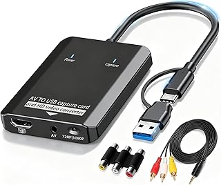 VHS デジタル変換機 - RCA to HDMI コンバーター、USB ビデオキャプチャーカード｜Hi8/VCR/DVD/AV/PS2/Wii アナログ機器向けデジタルアダプター｜古い思い出をモダンノートパソコンに保存するための電子機器