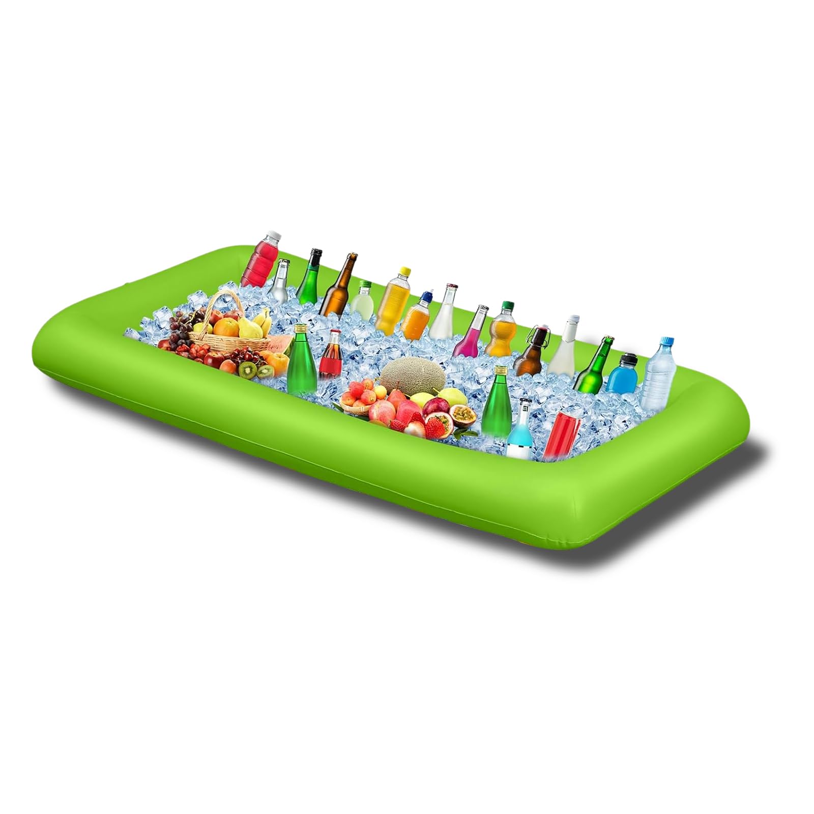 XPAPOV Großer aufblasbarer Tisch, zum Servieren von Getränken, Eisschale, Pool, schwimmend mit Ablaufstopfen, perfekt für Buffet, Party, Essen und Getränke, 130 x 65 x 20 cm, Grün