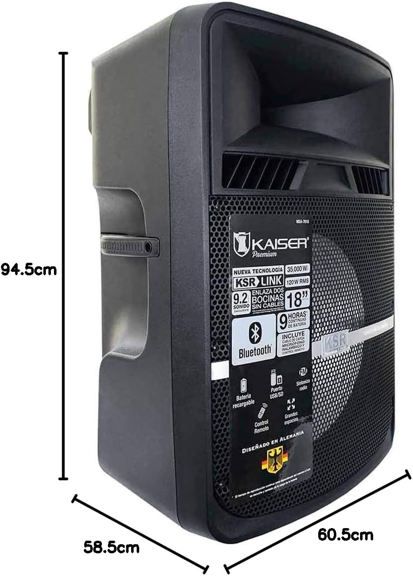 Dimensions of the Kaiser MSA-7618 speaker