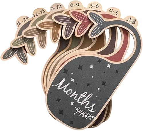 Uonlytech Organizar el armario del bebé 7 piezas divisores de ropa de madera del armario del bebé divisores de tamaño recién nacido a 24 meses