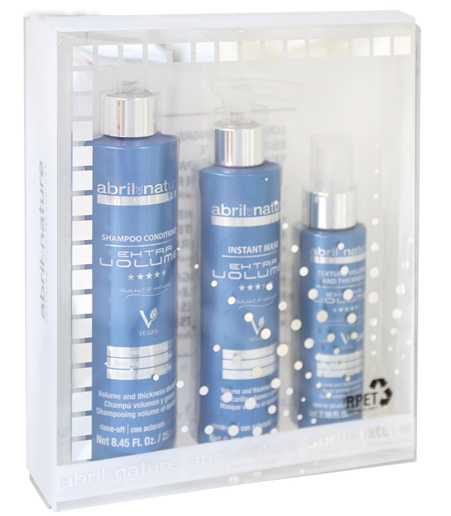Abril et Nature Set Cuidado Capilar Profesional Extra Volume 550ml Champú Mascarilla Spray