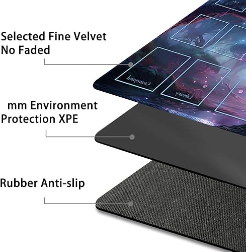 Miniatura 4 de Tapete de juego MTG cosido de alta calidad con zonas y parte trasera de goma antideslizante, tapete de juego TCG para MTG y otros juegos de cartas,