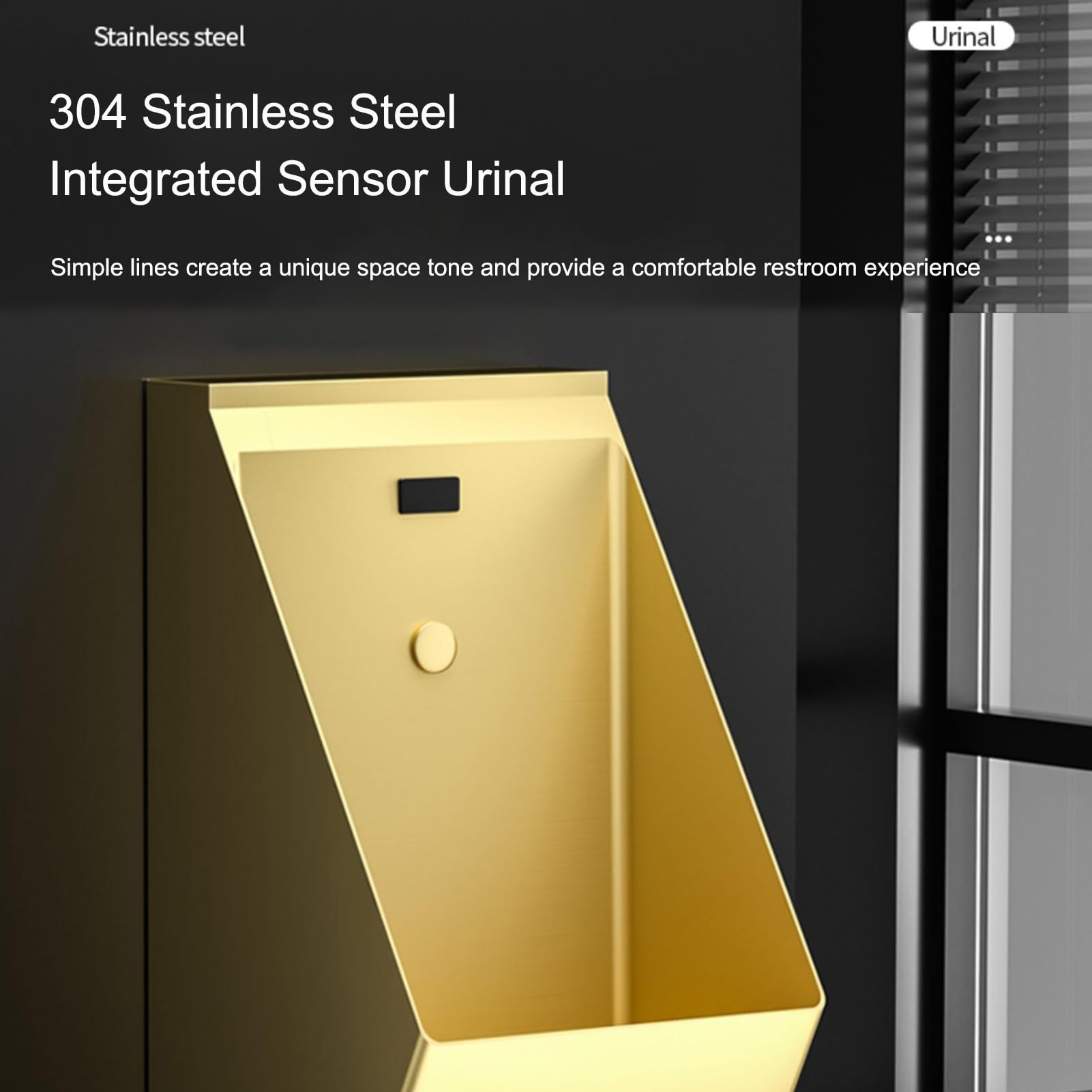 Urinario de Pared con Descarga para Hombres, Urinario con Válvula de Descarga con Sensor, para Uso Doméstico y Comercial, Hogar, Bar, Centro Comercial(Black)