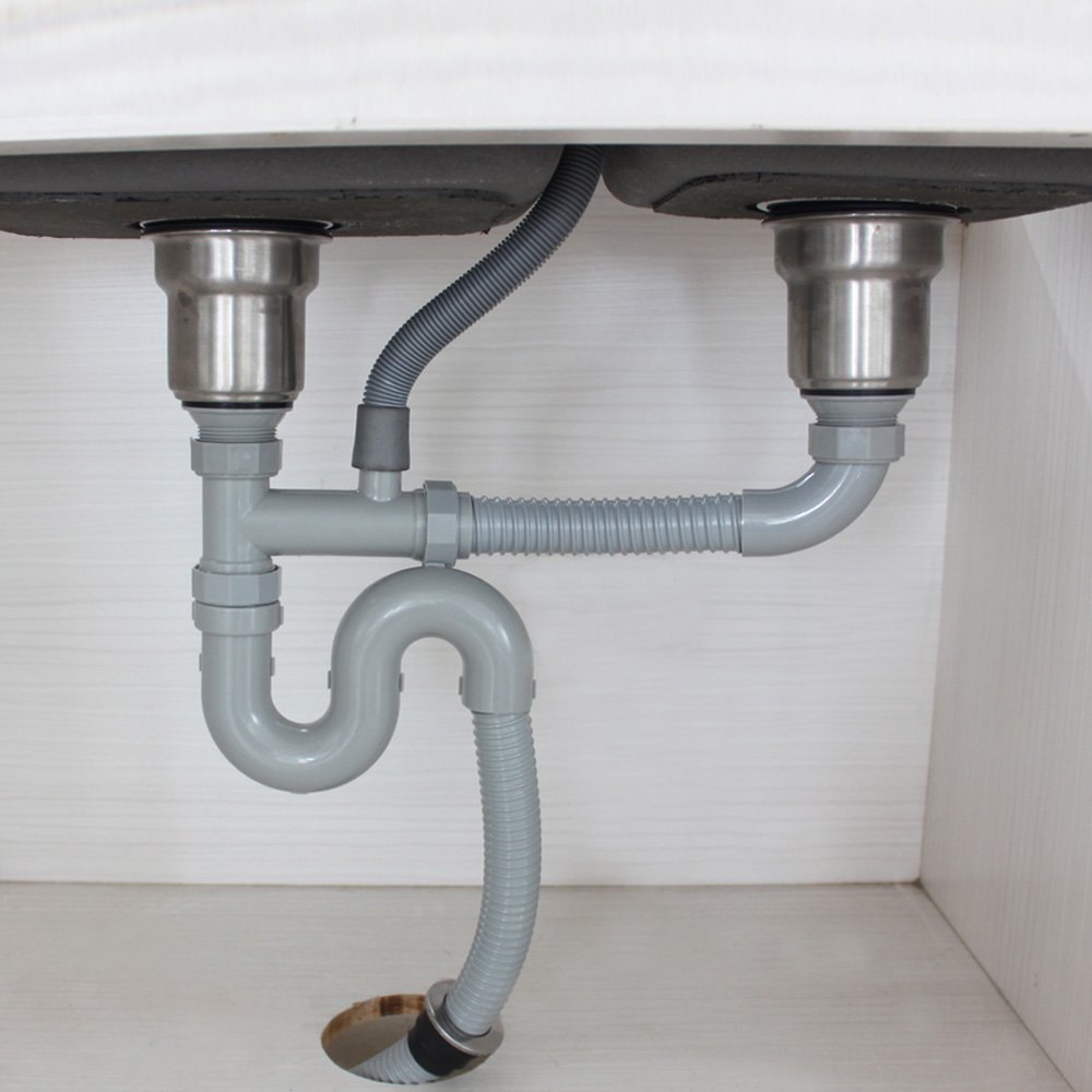 Kitchen Sink Drain Pipe Talea Kitchen Double Sink Waste Kit ≈ Trap Sink Strainer (110 Double Bowl Sink P-trap Drain Kitchen Sink Drain Pipe Talea Kitchen Double Sink Waste Kit ≈ Trap Sink Strainer (110 Double Bowl Sink P-trap Drain