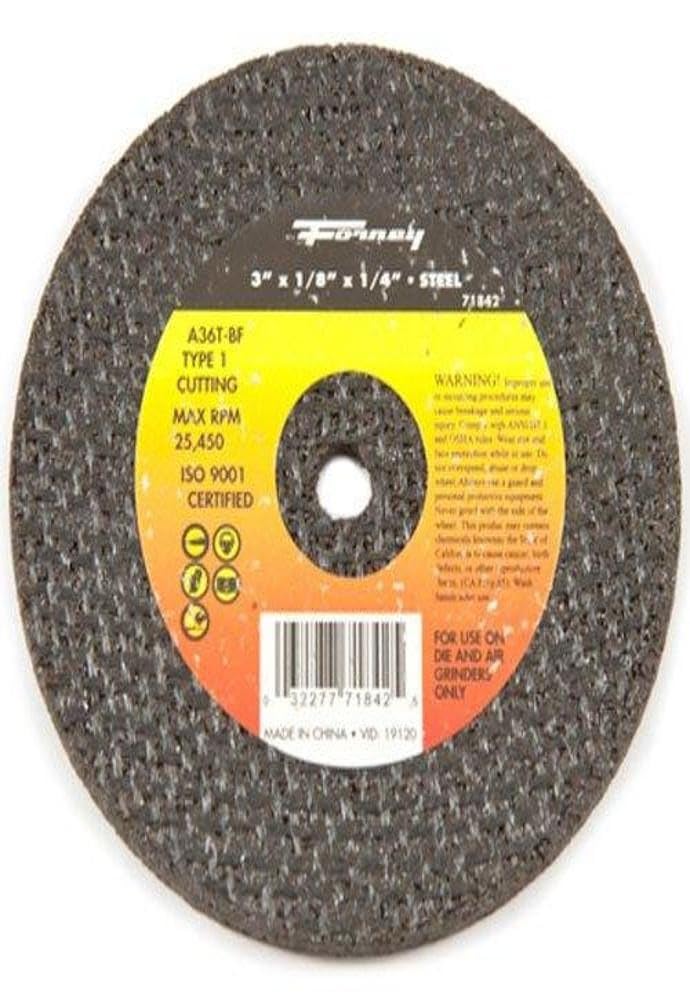 Forney 71842 Cut-Off Wheel with 1/4-Inch Arbor, Metal Type 1, A36T-BF, 3-Inch-by-1/8-Inch