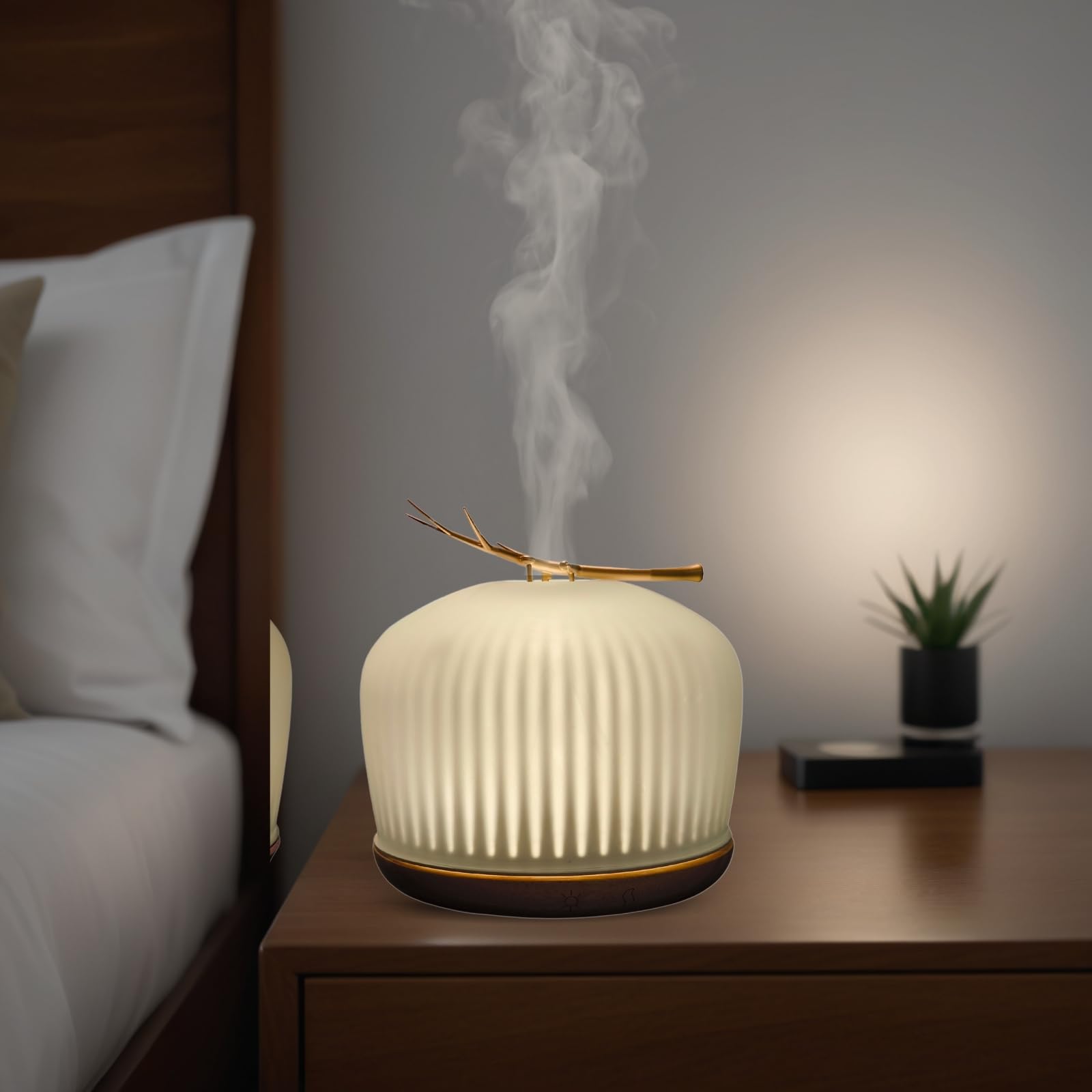Zen’Arôme Diffuseur d’Huile Essentielle Origin – Diffuseur Ultrasonique Aromathérapie à Froid – Diffuseur Électrique pour Parfum Maison – Multifonction, Éclairage LED d’Ambiance, Silencieux et Chic