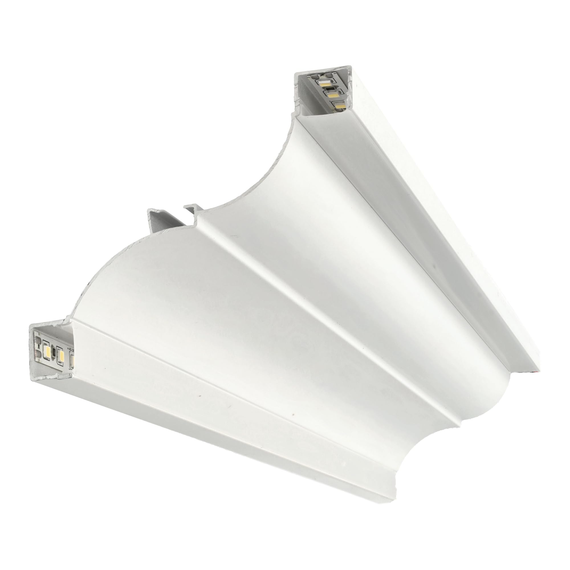 Jandei – Pack 4 Perfiles de Doble Cara para Colocación de Tiras Led en Cornisas, Longitud 1 Metro, Acabado Aluminio Blanco. Cada Perfil Incluye Dos Difusores