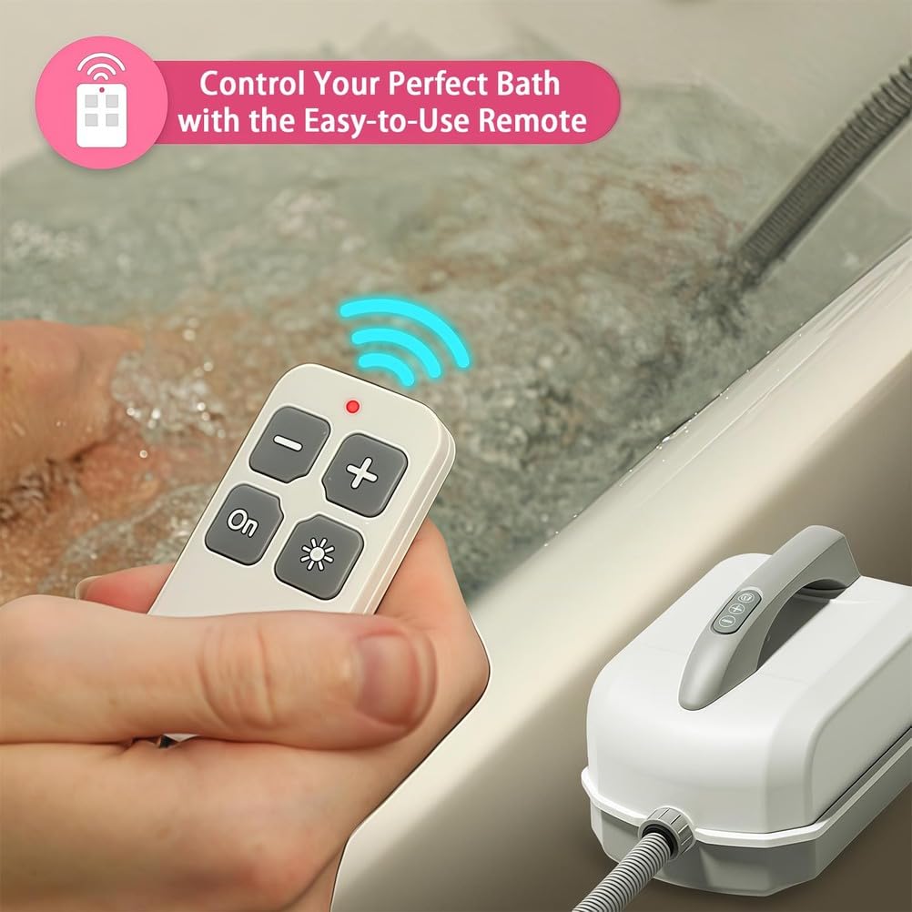Massaggiatore Portatile per Vasca Idromassaggio, con 6 velocità E Telecomando, Tappetino Idromassaggio Impermeabile per Vasca da Bagno, con Ventose Antiscivolo
