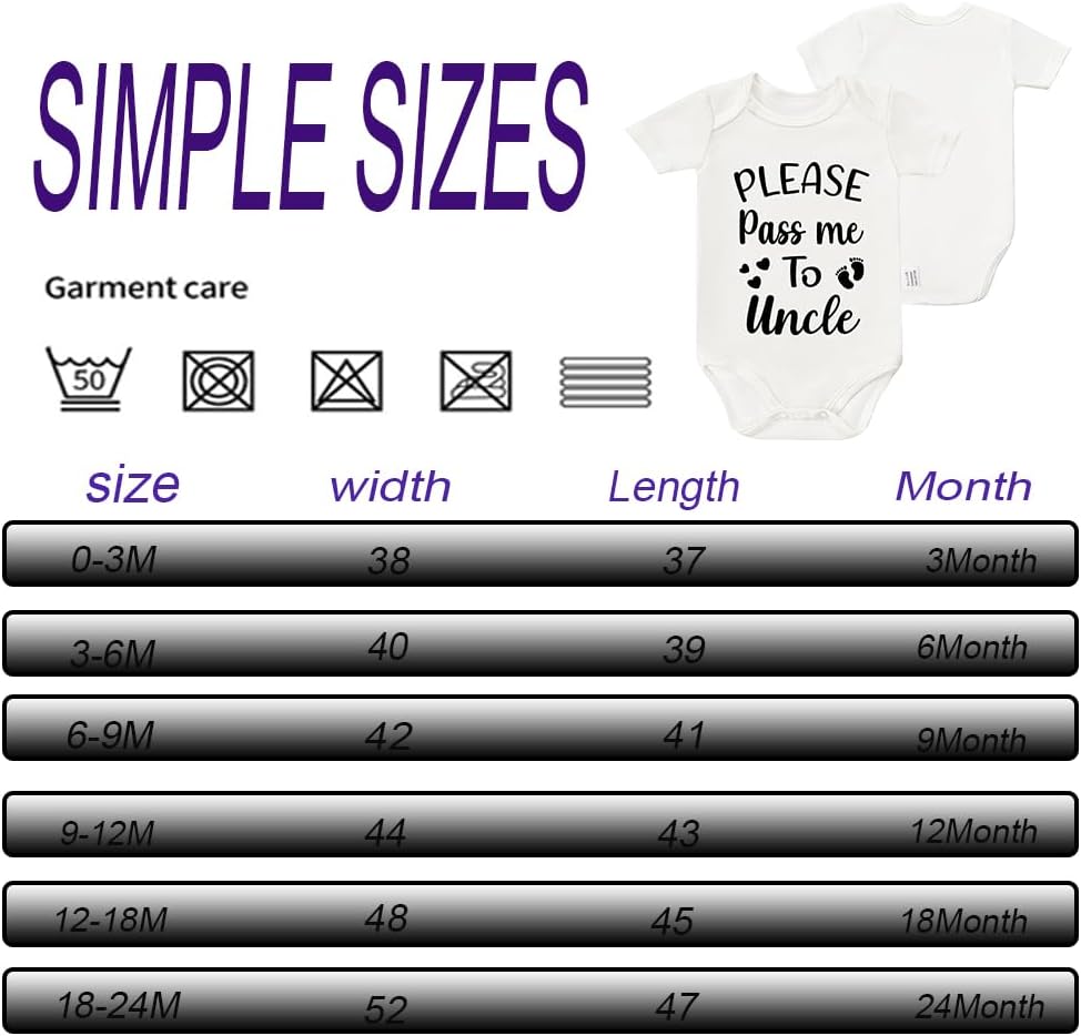 Please Pass Me To Uncle Bodysuit, Cute Baby Boy Girl Clothes Infant Short Sleeve Jumpsuit Outfits 0-24month - Image 4