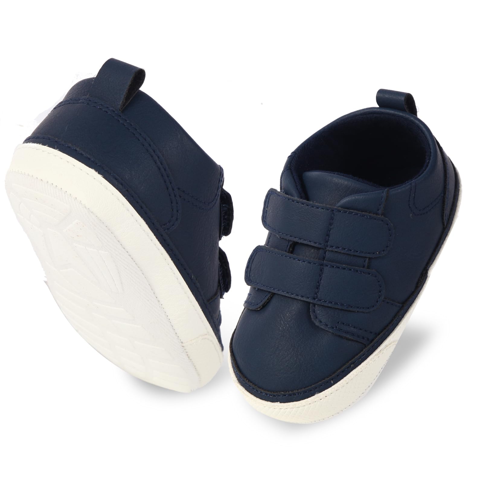 Baby Boys Girls Shoes Infant Sneakers Non-Slip Soft Sole Toddler Cribs First Walking Lightweight Shoes for Babies 6-12 Months Navy Blue
