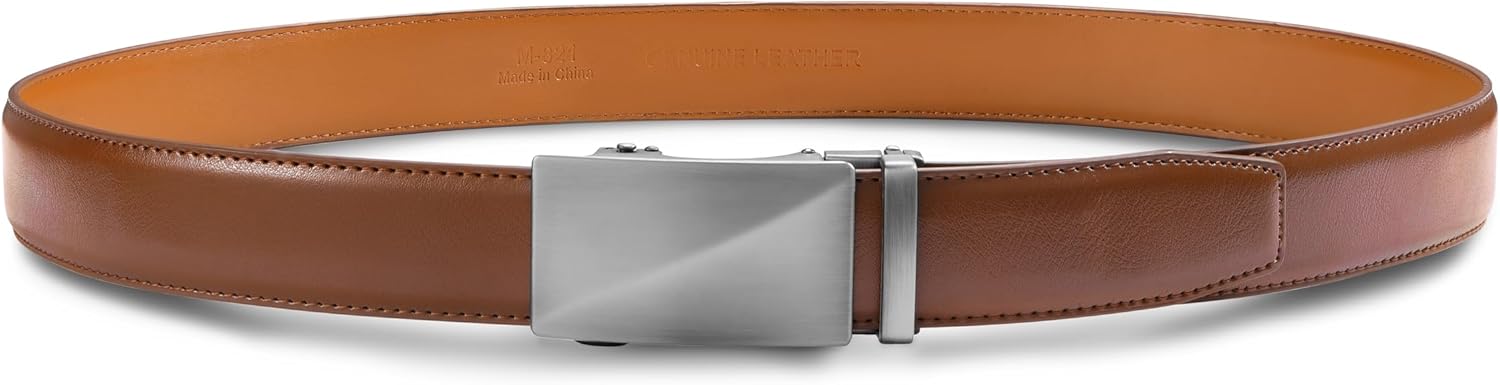MILORDE Men's Ratchet Leather Belt for Casual Golf Dress Pants Shirts, Adjustable Fit, Comfortable and Easy To Use (35mm) - Image 5