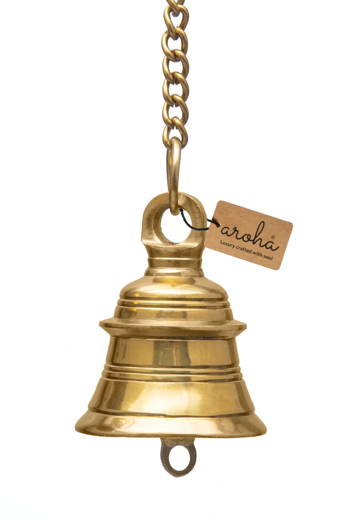 ArohaLuxurious Antique Brass Collection Decorative Hanging Bell Dinner Bell Outdoor Bell Wall Bell Indoor Rope Bell Ship/Boat/Nautical/Door/School/Reception/Home/Church Bell (Yellow Antique Gold)