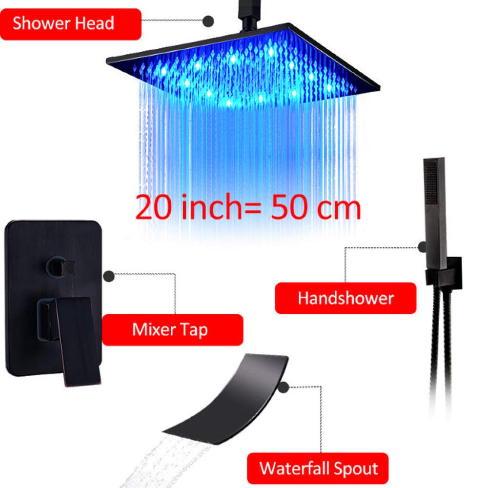 Buy ZKYXZG Shower Set Black ORB LED Concealed Shower Faucet Set LED