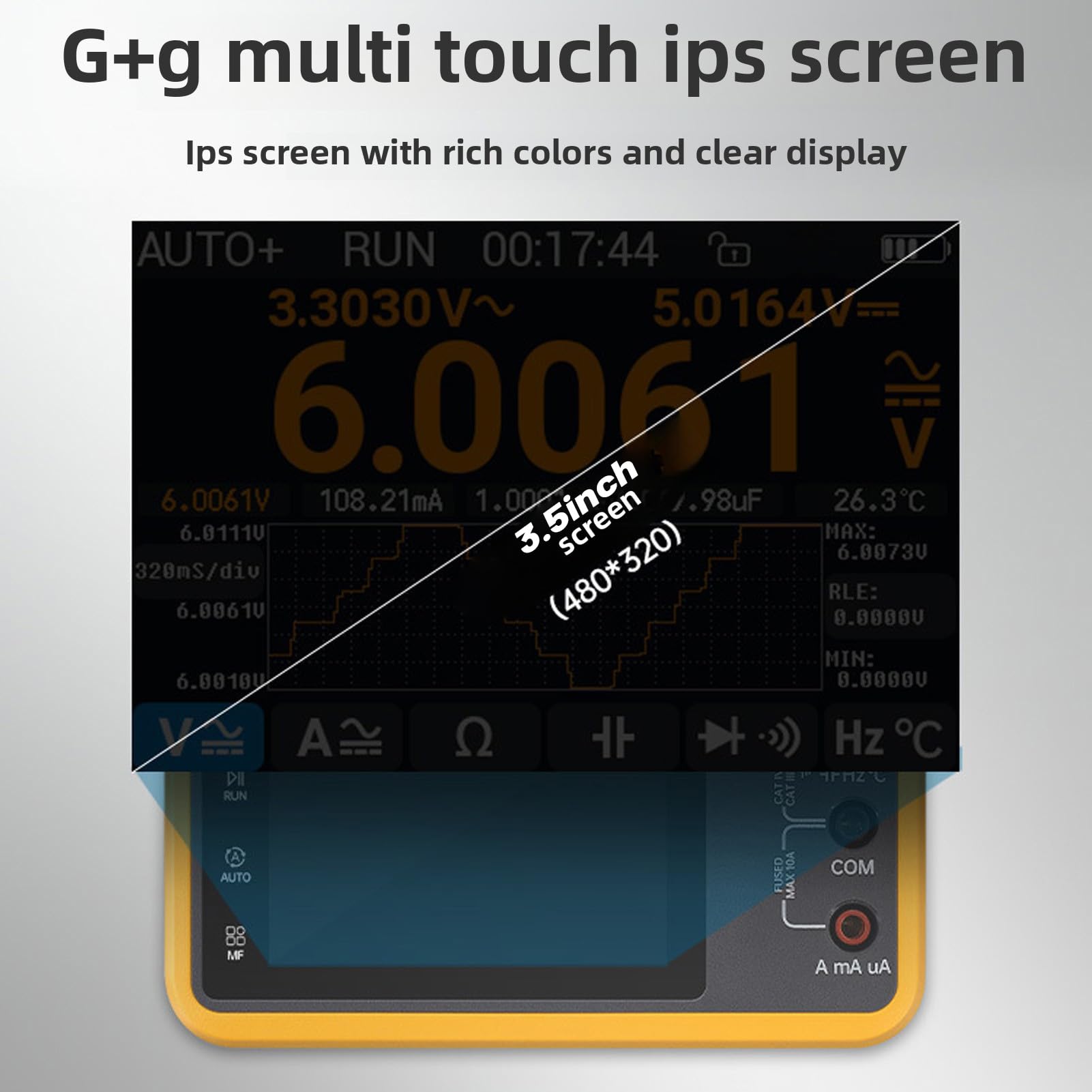 Eujgoov 4-1/2 Ziffern Digitaler Multimeter-Oszilloskop-Signalgenerator 3 in 1 Handheld-Gerät mit 3, 5-Zoll-Voll-Touchs-Bildschirm für Elektrische Tests