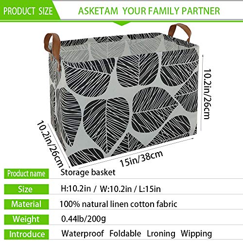 Asketam Kid Cute Rectangle Toy Storage Basket, Collapsible Toy Box For Boy, Nursery Playroom Bedroom Toy Chest Decor Baby Clothes Hamper (Black Leaves) #TOP1