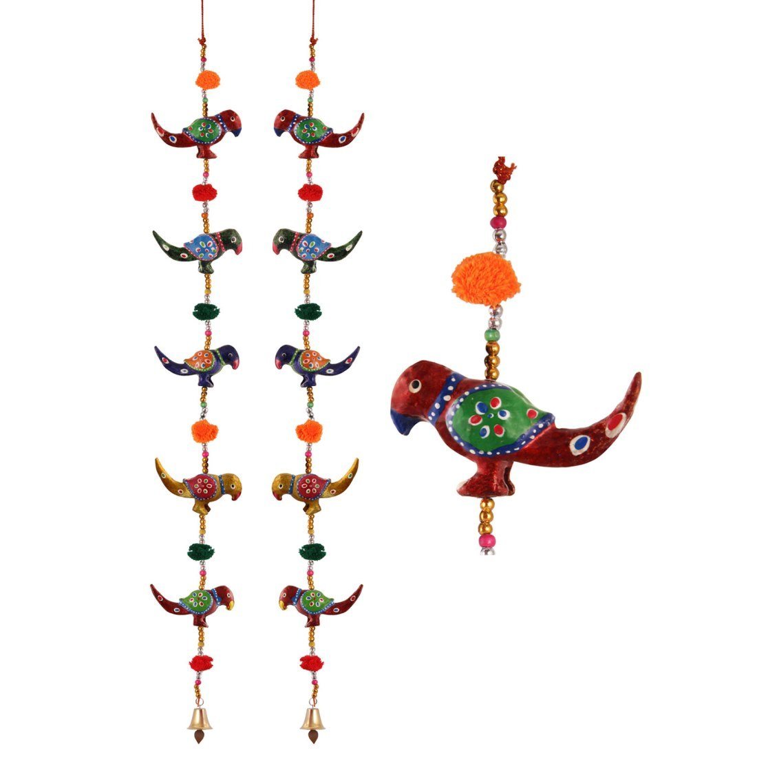 Handicrafts Paradise Wood Metal Paper Door Hanging (3.25 X 1.5 Inch, Multicolour)