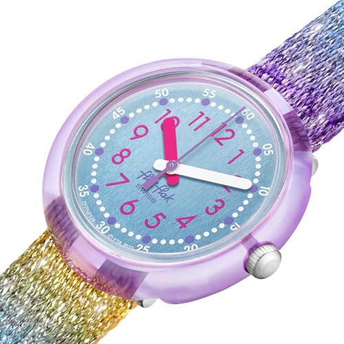 Flik Flak Kids' BPA Free-A Safe Watch Shine in Rainbow Quartz, Blue3