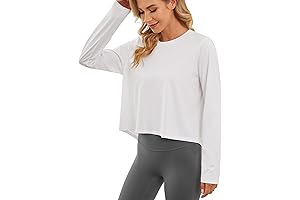 G4Free UPF 50+ Cropped Workout Shirts for Women