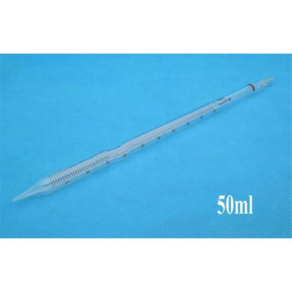 Pipeta de vidrio borosilicato, Pipeta de transferencia graduada vidrio con tubo color, 0,1-50 ml, 5/10 piezas, equipo laboratorio(50ml 5pcs)