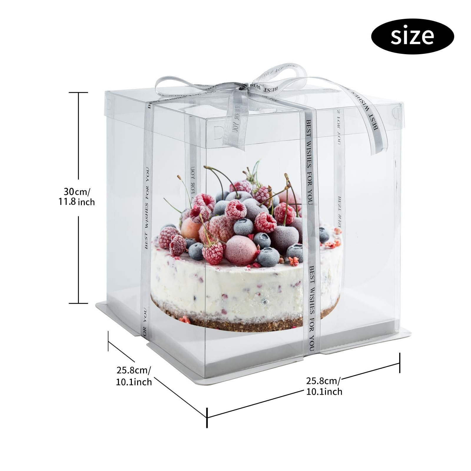 BURLIHOME Caja para tartas de 10 pulgadas de alto, paquete de 5 cajas de panadería para postre, pan, pastelería, cajas de pasteles con tablas para tartas, cajas de golosinas, ideales para cumpleaños,