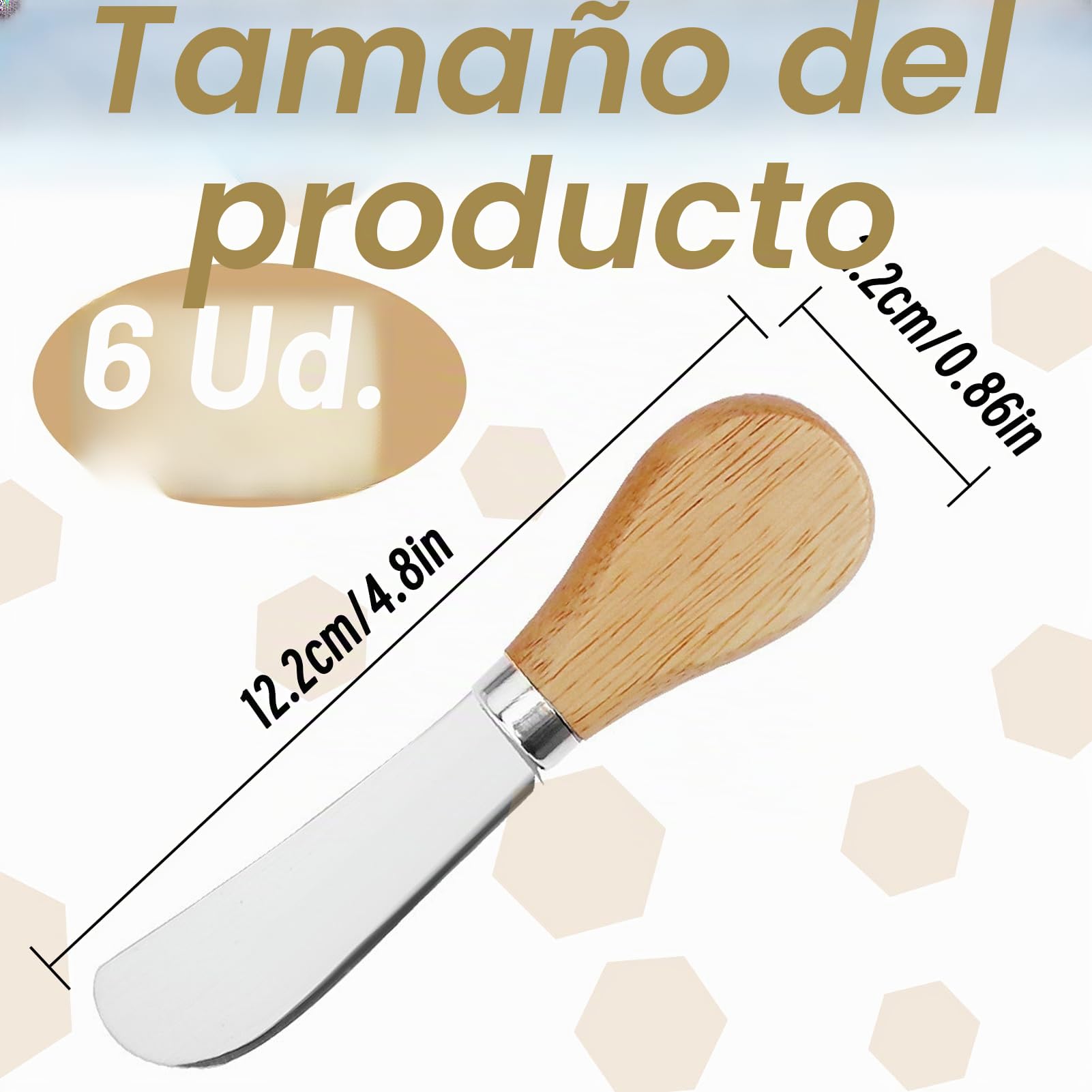 Pcsfoe Cuchillos de Mantequilla de Acero Inoxidable - Set de 6 Cuchillos para Mesa, Queso y Utensilios de Cocina