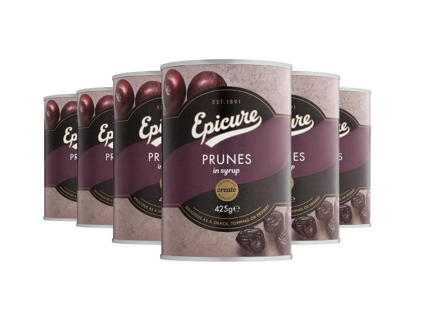 Sponsored Ad – Tinned Prunes in Syrup, Delicious as a Snack, Topping or Dessert, 425 g (Pack of 6)
