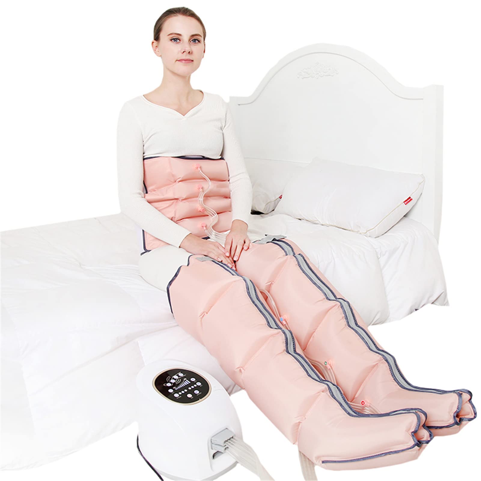 Massaggiatore elettrico a compressione d'aria, set per massaggio a compressione d'aria, macchina per massaggio ai polpacci, caviglie, 3 modalità, 10 intensità, macchine per massaggio linfatico con 4
