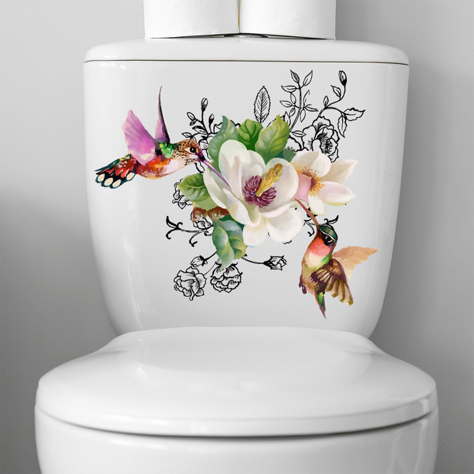 Autocollant décoratif pour abattant de toilettes, motif floral, autocollants pour siège de toilette, décorations personnalisées, autocollants de décoration de bureau